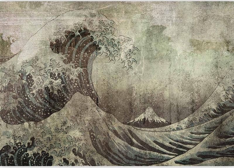 Carta da parati - Great wave in Kanagwa in retro style - landscape of rough sea in Carta da parati Collezione Casa - Trebisacce, commercioVirtuoso.it