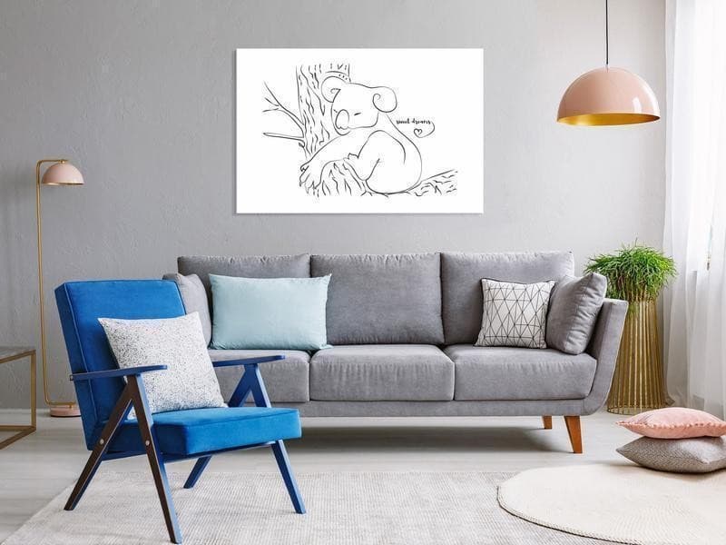 Quadro - Quiet Charm of Nature (1-part) - Sleeping Koala in Black and White in Poster e stampe Collezione Casa - Trebisacce, commercioVirtuoso.it