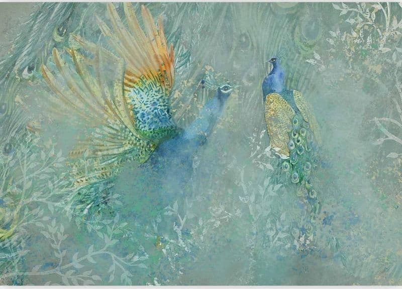 Carta da parati - Peacocks Dancing - Third Variant in Carta da parati Collezione Casa - Trebisacce, commercioVirtuoso.it