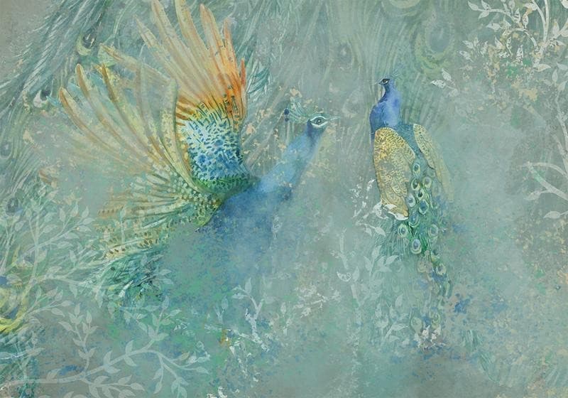Carta da parati - Peacocks Dancing - Third Variant in Carta da parati Collezione Casa - Trebisacce, commercioVirtuoso.it