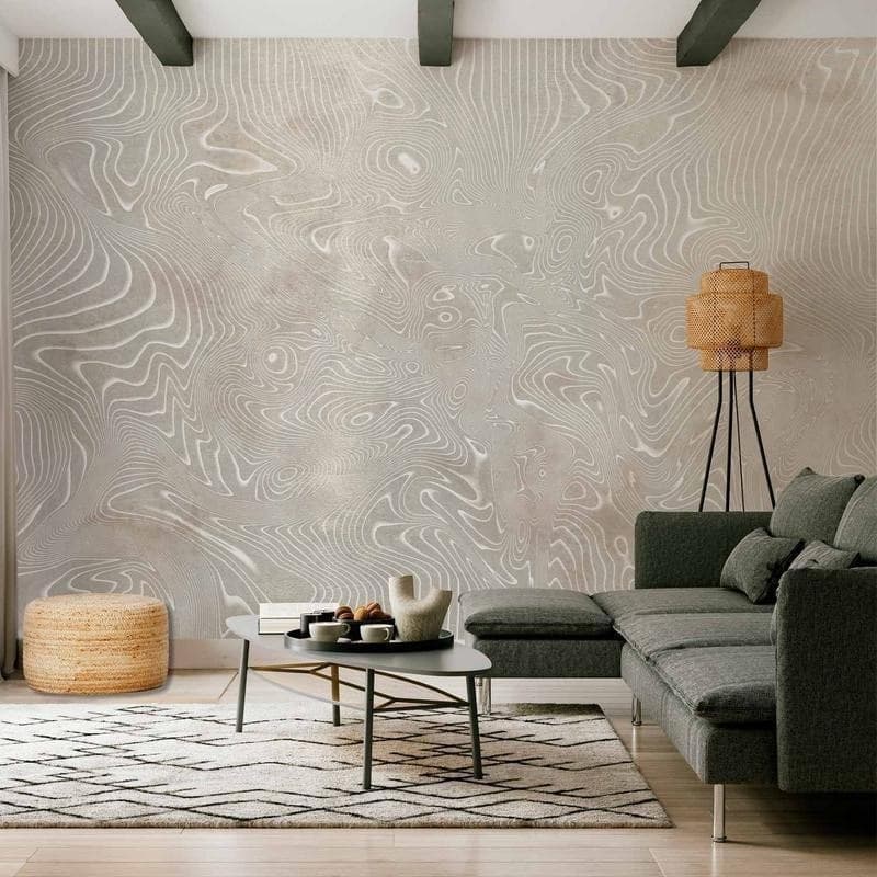 Carta da parati - Flowing shapes - abstract beige and white background in patterned compositions in Carta da parati Collezione Casa - Trebisacce, commercioVirtuoso.it