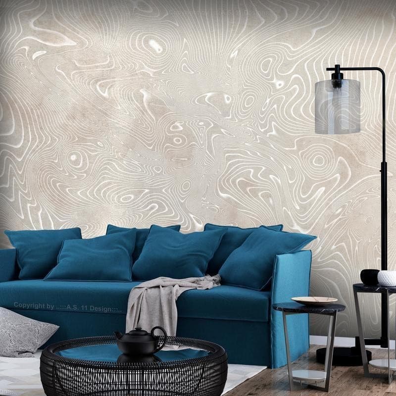 Carta da parati - Flowing shapes - abstract beige and white background in patterned compositions in Carta da parati Collezione Casa - Trebisacce, commercioVirtuoso.it