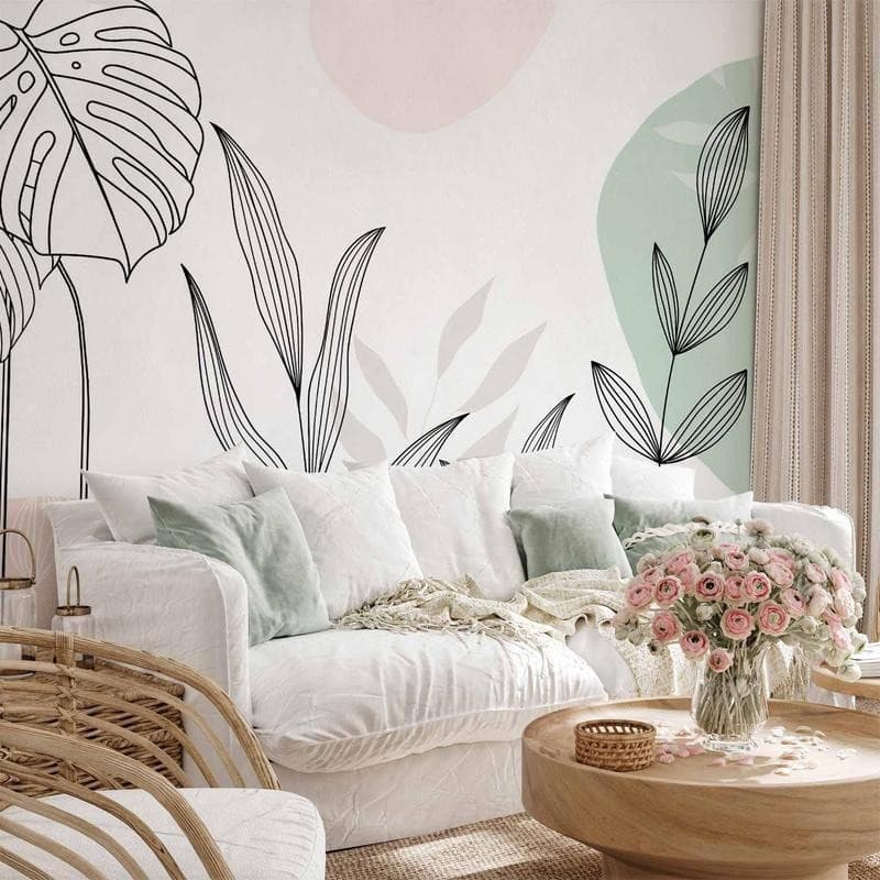 Carta da parati - Leaves in Pastels in Carta da parati Collezione Casa - Trebisacce, commercioVirtuoso.it