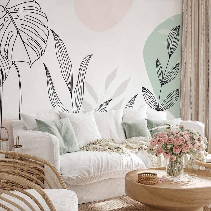 Carta da parati - Leaves in Pastels in Carta da parati Collezione Casa - Trebisacce, commercioVirtuoso.it