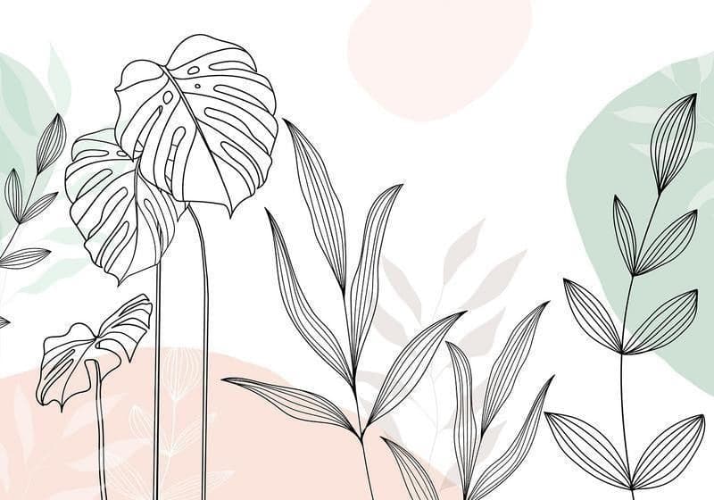 Carta da parati - Leaves in Pastels in Carta da parati Collezione Casa - Trebisacce, commercioVirtuoso.it