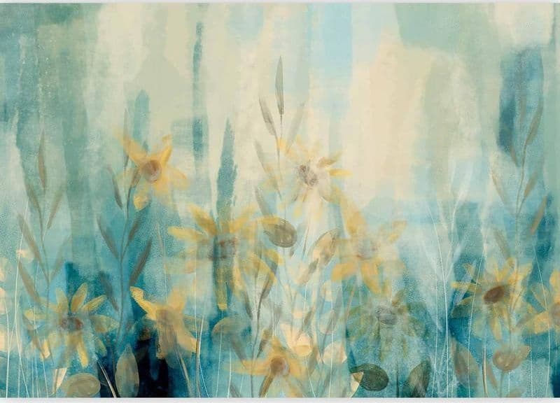 Carta da parati - A touch of summer - floral motif with a meadow of flowers in blue tones in Carta da parati Collezione Casa - Trebisacce, commercioVirtuoso.it