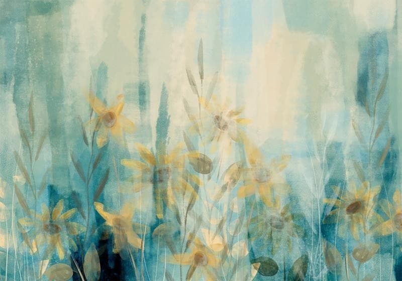Carta da parati - A touch of summer - floral motif with a meadow of flowers in blue tones in Carta da parati Collezione Casa - Trebisacce, commercioVirtuoso.it
