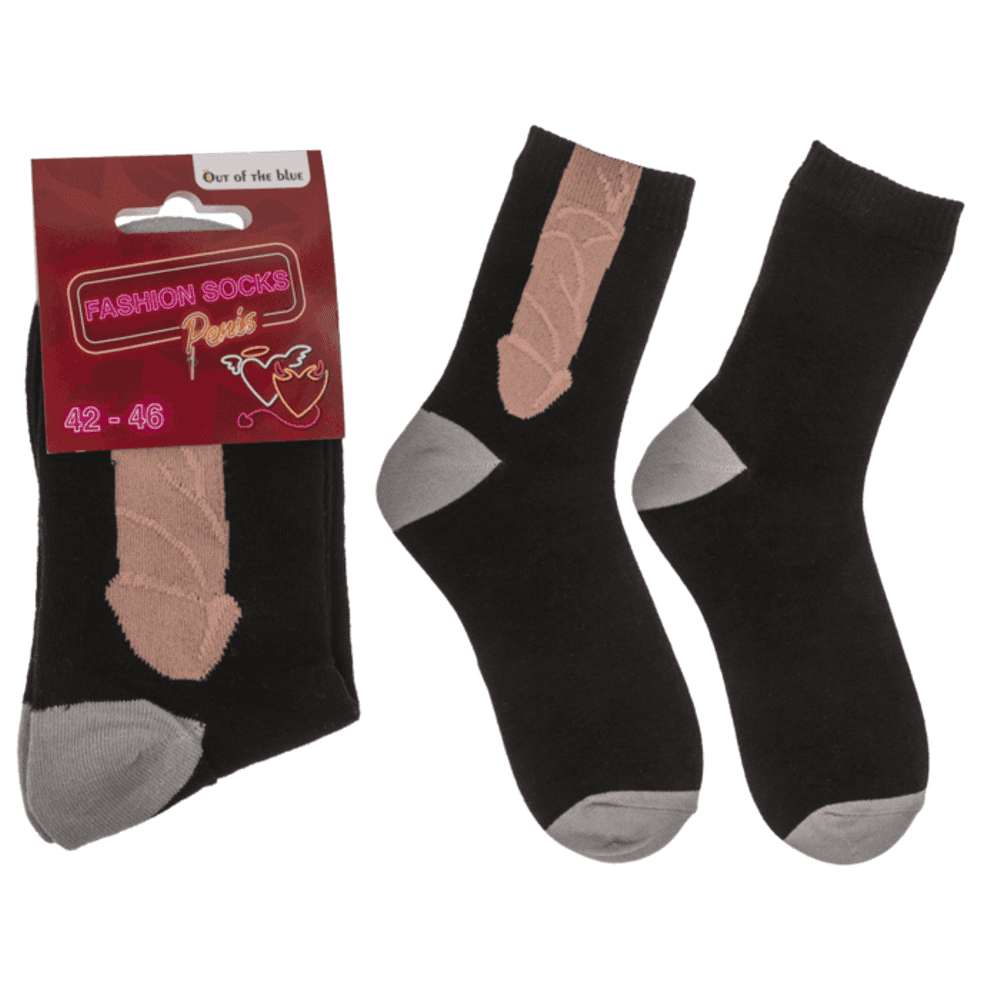 Un paio di calzini neri con pisello per la festa hot di addio al nubilato celibato o compleanno diciottesimo sexy gadget per adulti 18+ in Calze Kondorama - Martinsicuro, commercioVirtuoso.it