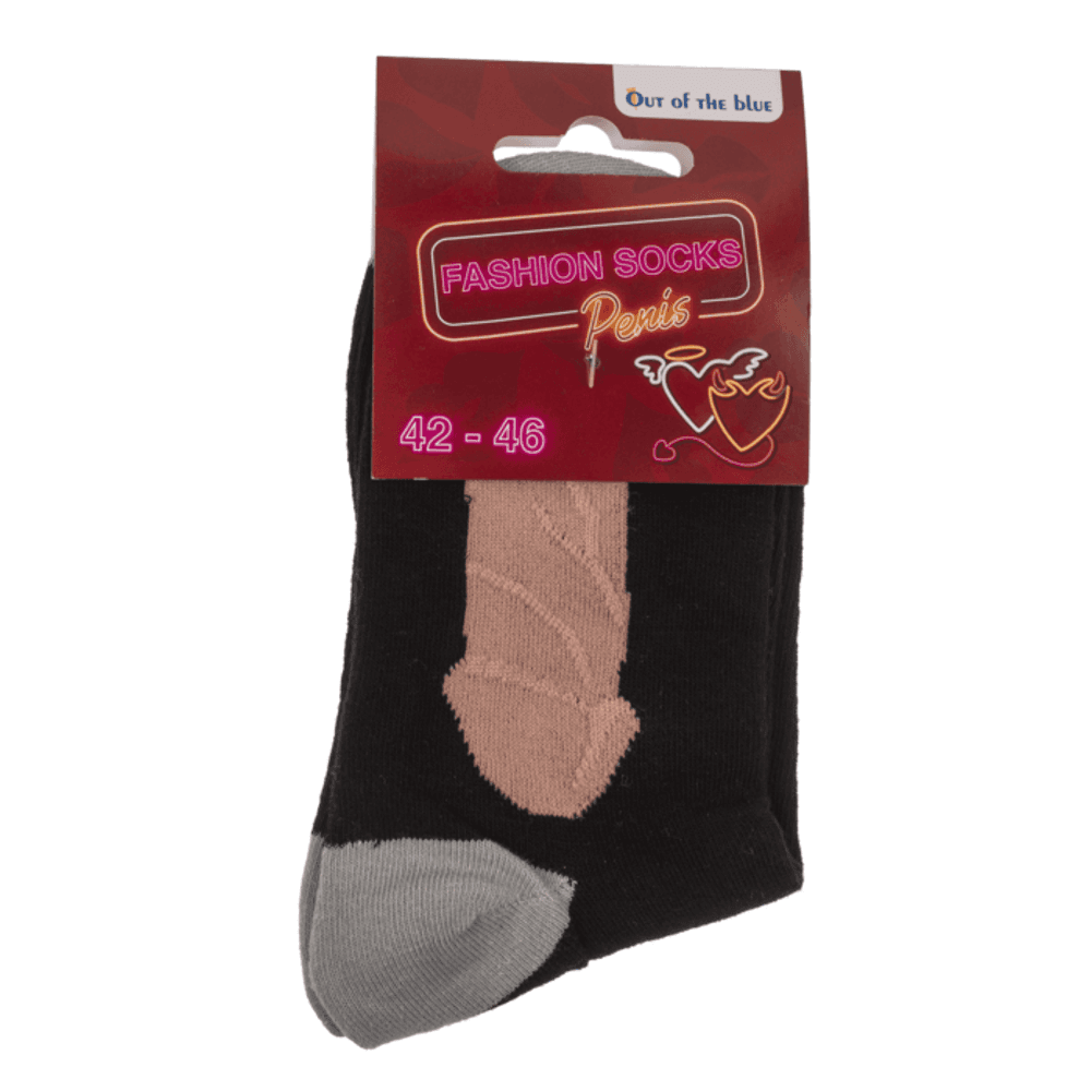 Un paio di calzini neri con pisello per la festa hot di addio al nubilato celibato o compleanno diciottesimo sexy gadget per adulti 18+ in Calze Kondorama - Martinsicuro, commercioVirtuoso.it