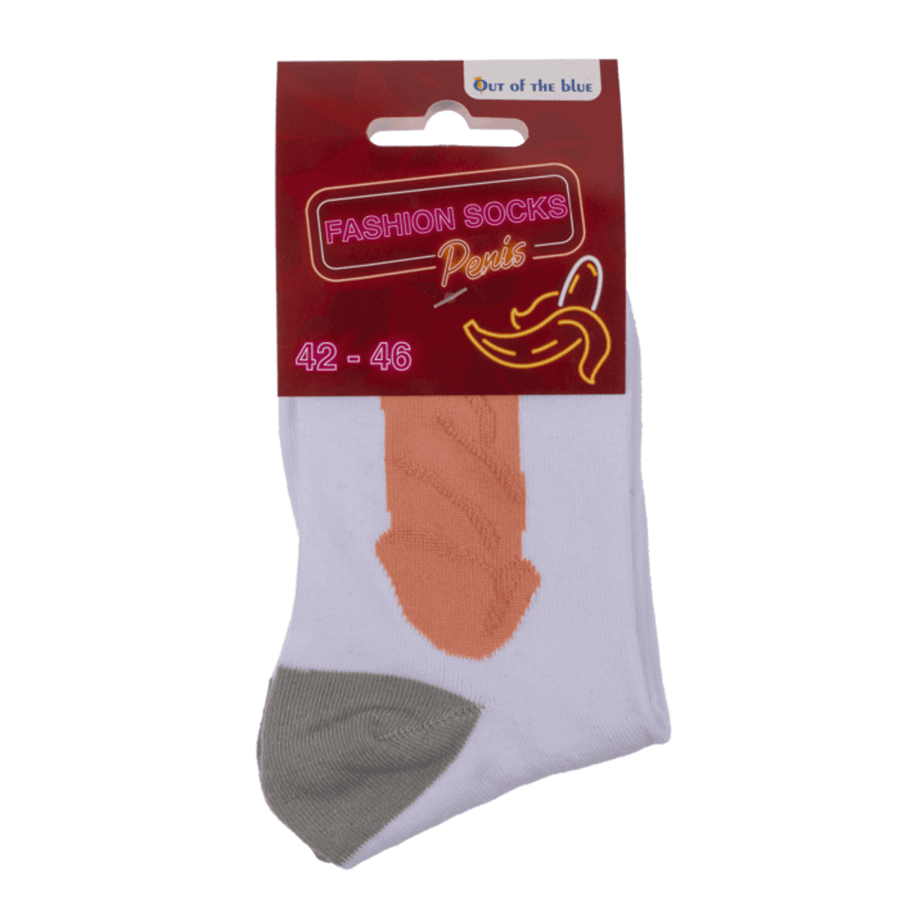 Un paio di calzini bianchi con pisello per la festa hot di addio al nubilato celibato o compleanno diciottesimo sexy gadget per adulti 18+ in Oggetti insoliti Kondorama - Martinsicuro, commercioVirtuoso.it