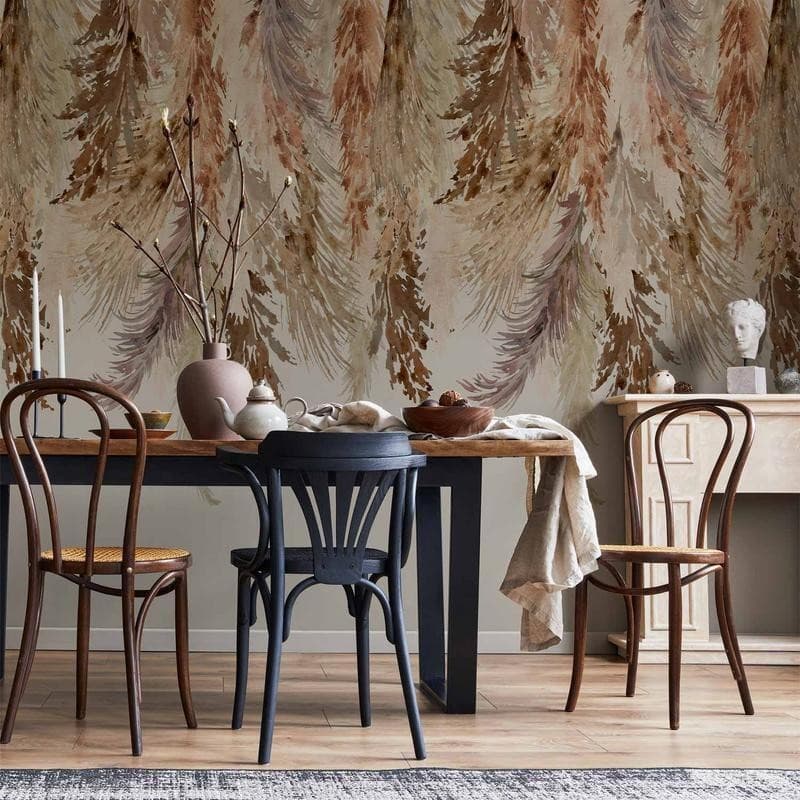 Carta da parati - Minimalist boho landscape - dangling leaves in beige colours in Carta da parati Collezione Casa - Trebisacce, commercioVirtuoso.it