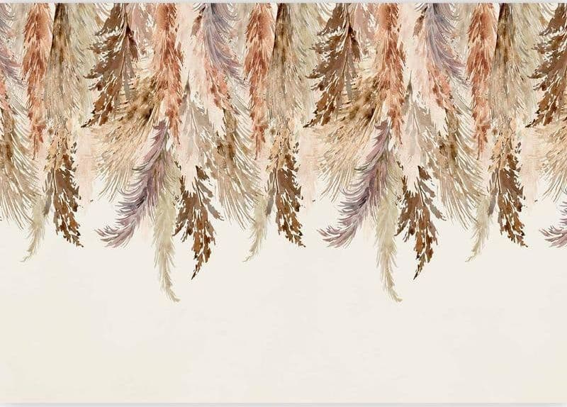 Carta da parati - Minimalist boho landscape - dangling leaves in beige colours in Carta da parati Collezione Casa - Trebisacce, commercioVirtuoso.it