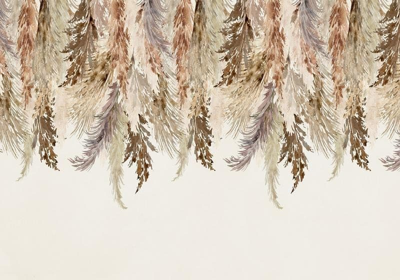 Carta da parati - Minimalist boho landscape - dangling leaves in beige colours in Carta da parati Collezione Casa - Trebisacce, commercioVirtuoso.it