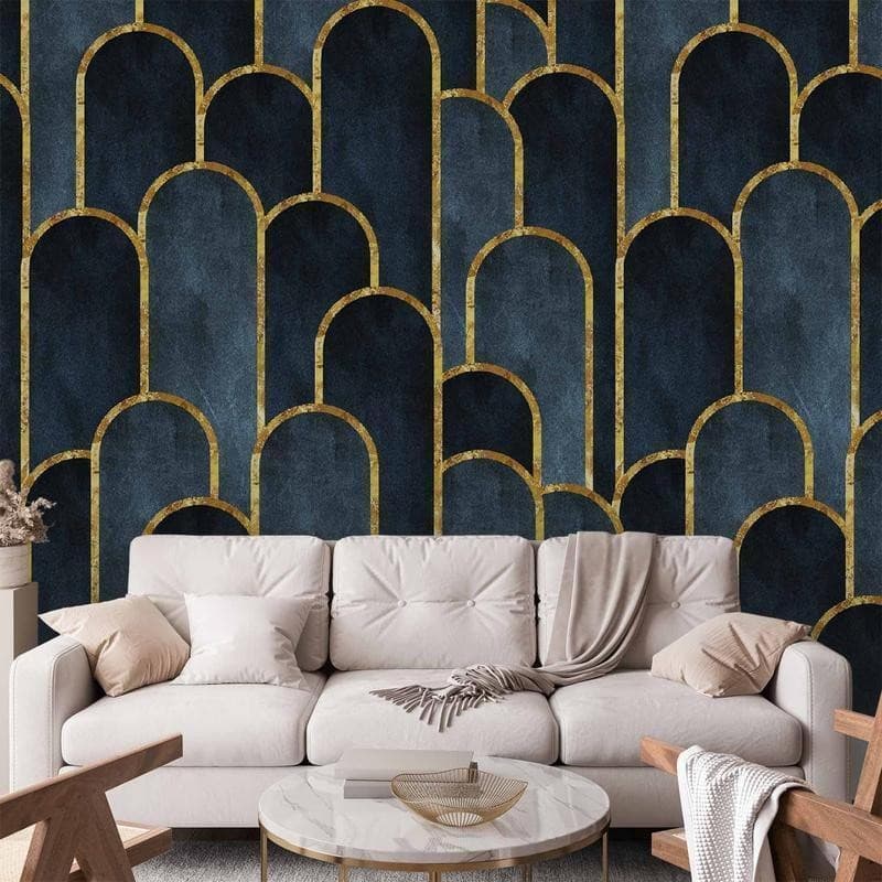 Carta da parati - Gold and Navy Blue Pattern in Carta da parati Collezione Casa - Trebisacce, commercioVirtuoso.it