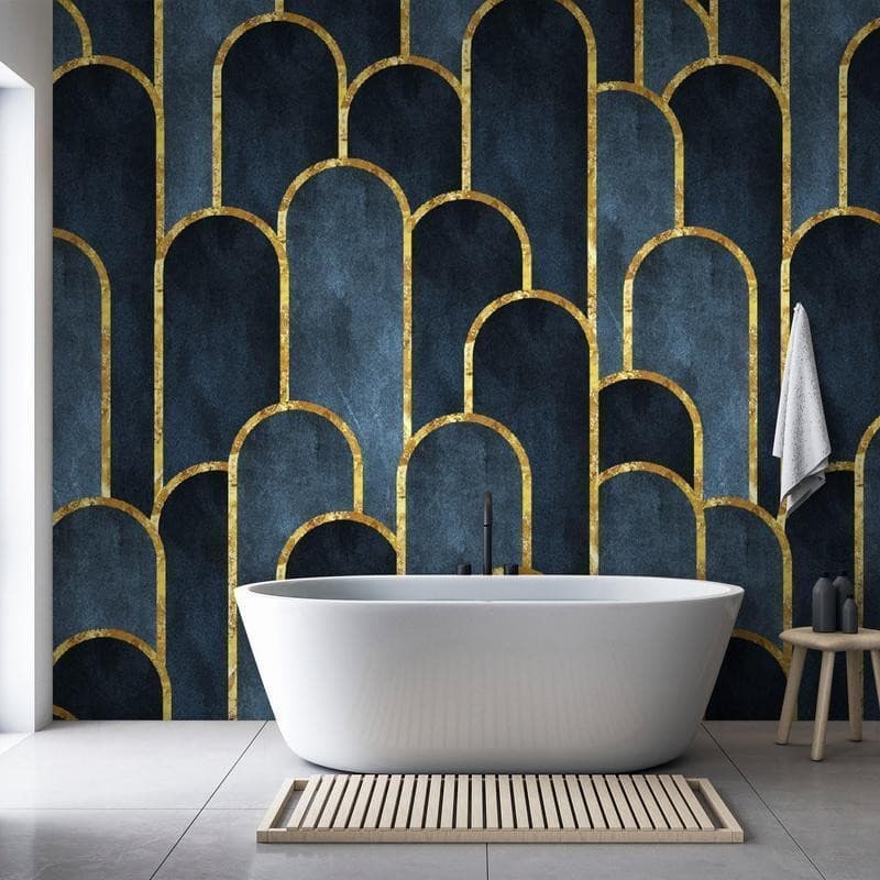 Carta da parati - Gold and Navy Blue Pattern in Carta da parati Collezione Casa - Trebisacce, commercioVirtuoso.it