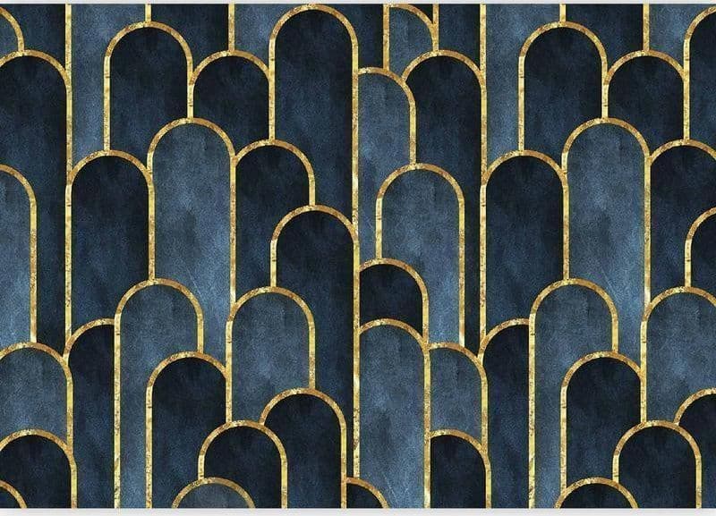 Carta da parati - Gold and Navy Blue Pattern in Carta da parati Collezione Casa - Trebisacce, commercioVirtuoso.it
