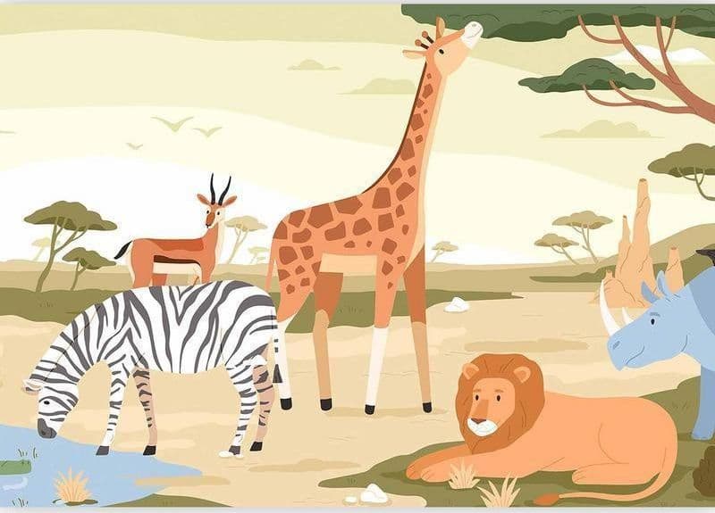 Carta da parati - Animals From Jungle Vector Illustration in Carta da parati Collezione Casa - Trebisacce, commercioVirtuoso.it