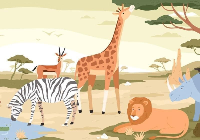 Carta da parati - Animals From Jungle Vector Illustration in Carta da parati Collezione Casa - Trebisacce, commercioVirtuoso.it