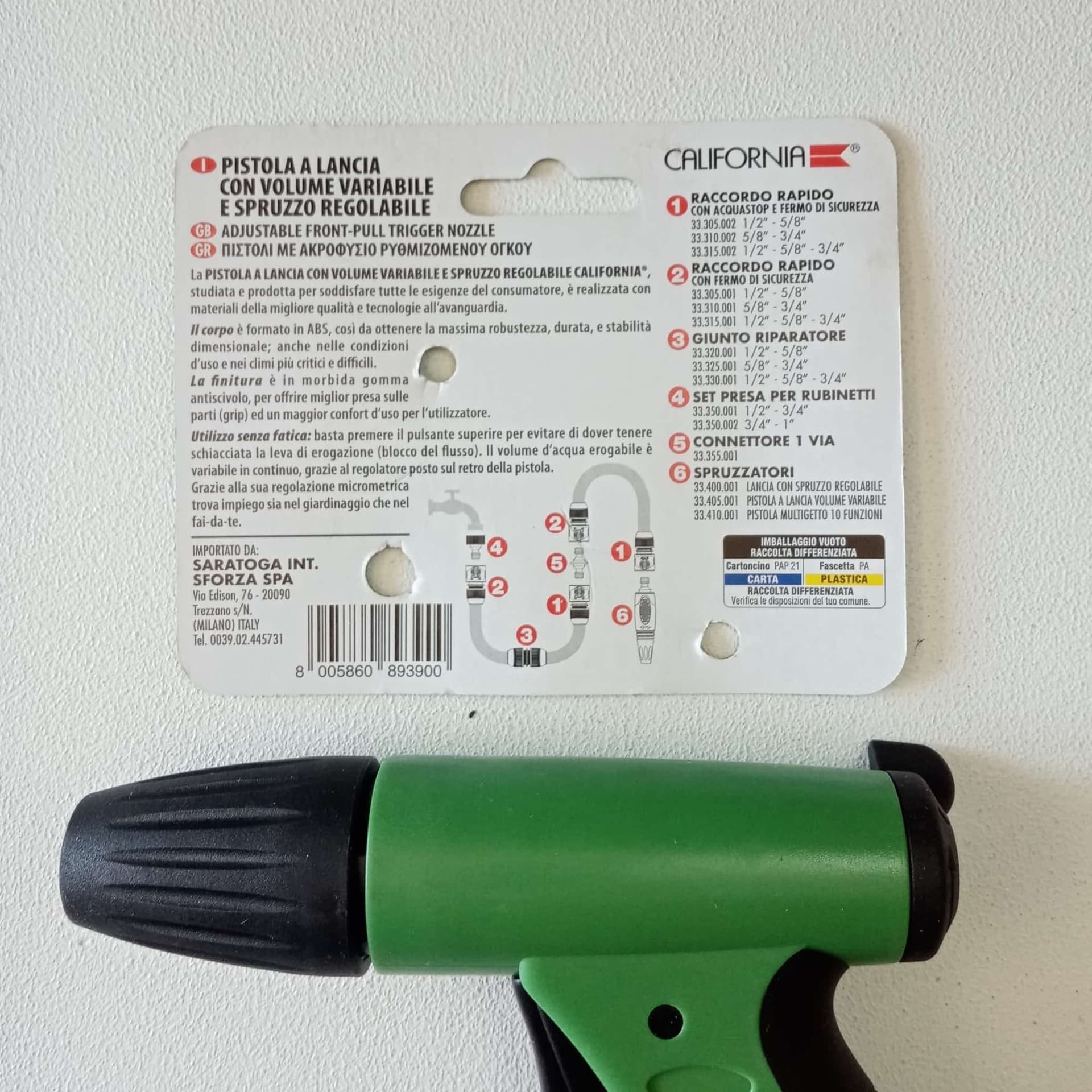 California pistola a lancia con volume variabile e spruzzo regolabile per tubo giardino in Pistole Aloiserw.com - Altomonte, commercioVirtuoso.it