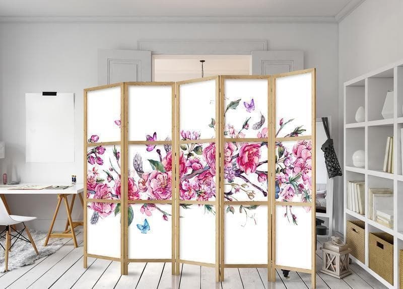 Paravento giapponese Ramo di fiori e farfalle 5 ante in Paraventi Collezione Casa - Trebisacce, commercioVirtuoso.it