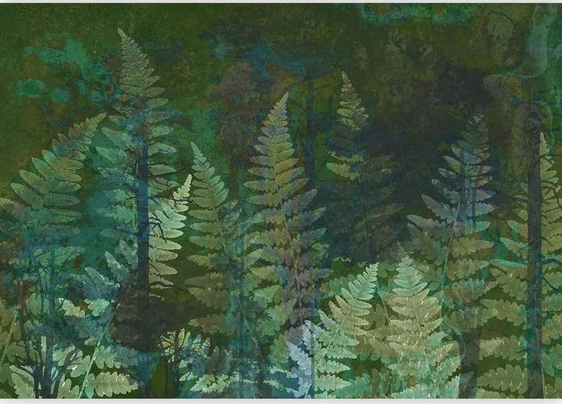 Carta da parati - Green abstraction in the forest - fern leaves in the trunks with patterns in Carta da parati Collezione Casa - Trebisacce, commercioVirtuoso.it