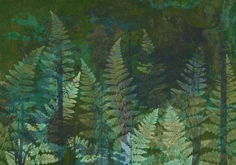 Carta da parati - Green abstraction in the forest - fern leaves in the trunks with patterns in Carta da parati Collezione Casa - Trebisacce, commercioVirtuoso.it