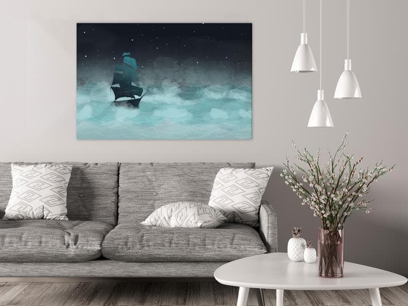 Quadro - Night Waves (1 Part) Wide - Second Variant in Dipinti Collezione Casa - Trebisacce, commercioVirtuoso.it