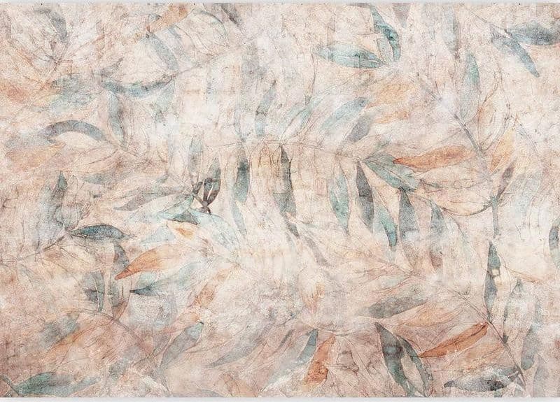 Carta da parati - Greek laurels - faded composition with leaves on a beige patterned background in Carta da parati Collezione Casa - Trebisacce, commercioVirtuoso.it