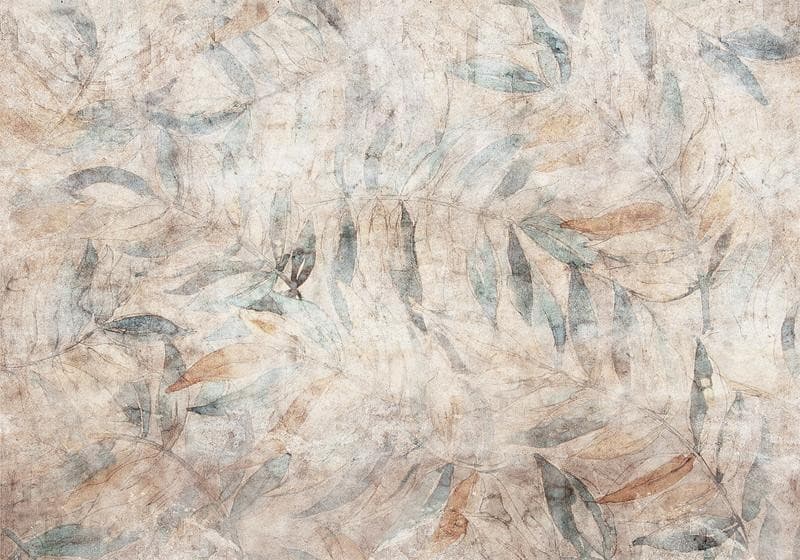 Carta da parati - Greek laurels - faded composition with leaves on a beige patterned background in Carta da parati Collezione Casa - Trebisacce, commercioVirtuoso.it