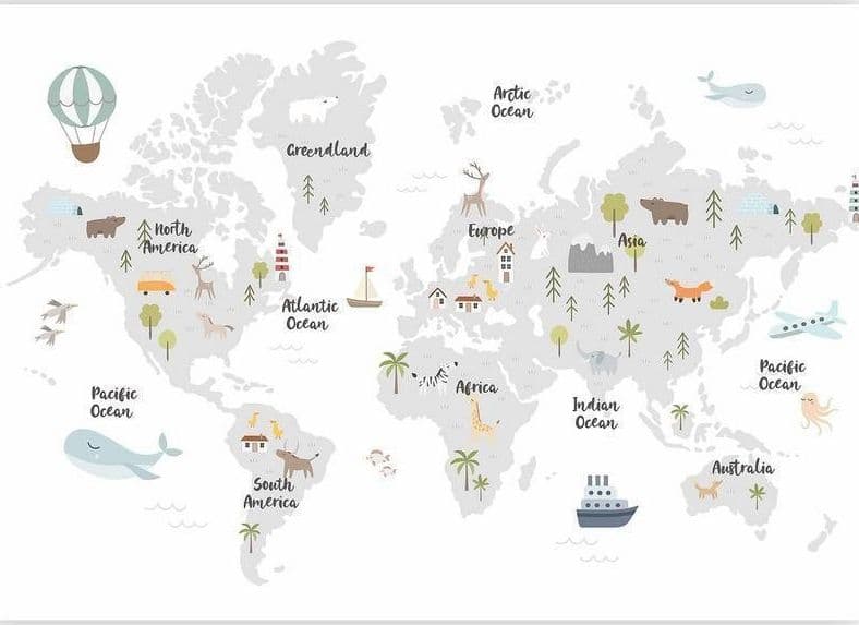 Carta da parati - Minimalist Map for Childrens Room in Carta da parati Collezione Casa - Trebisacce, commercioVirtuoso.it