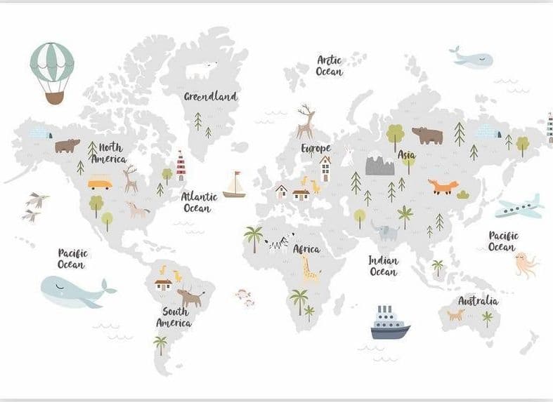 Carta da parati - Minimalist Map for Childrens Room in Carta da parati Collezione Casa - Trebisacce, commercioVirtuoso.it