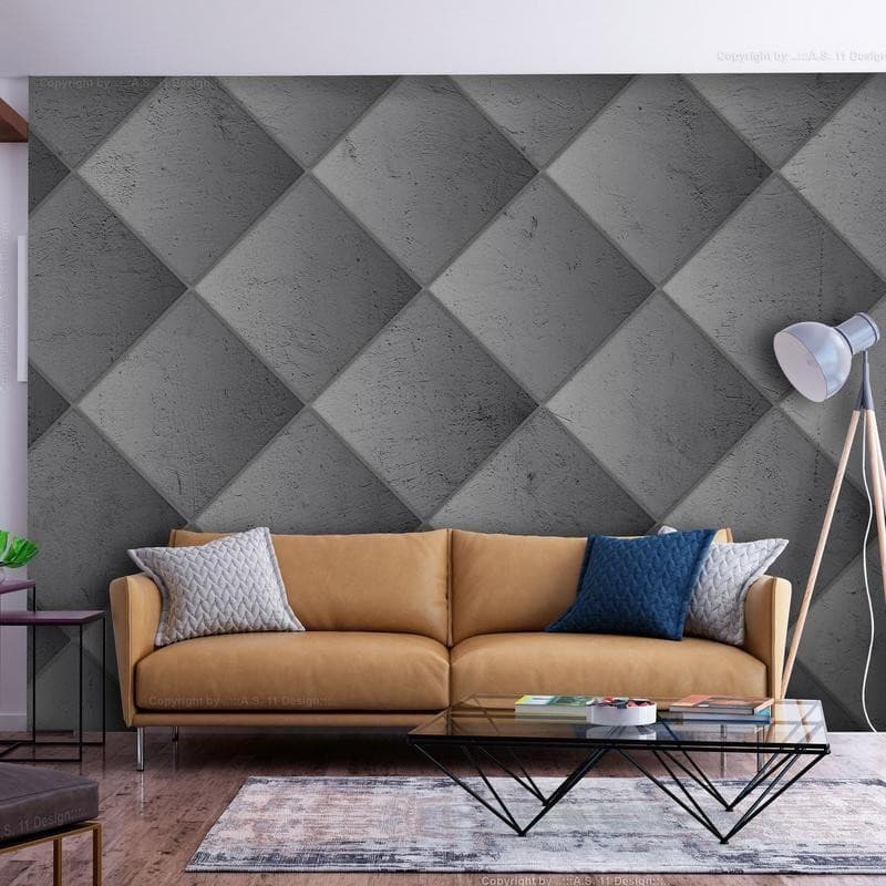 Carta da parati - Grey symmetry - geometric pattern in concrete pattern with light joints in Carta da parati Collezione Casa - Trebisacce, commercioVirtuoso.it