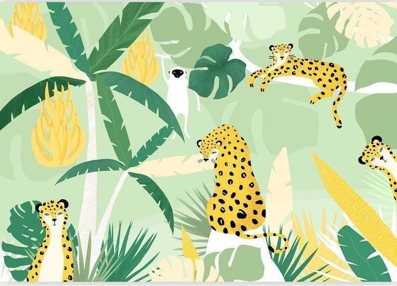 Carta da parati - Cheetahs in the jungle - landscape with animals in the tropics for children in Carta da parati Collezione Casa - Trebisacce, commercioVirtuoso.it