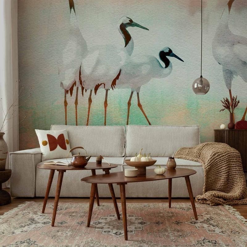 Carta da parati - Cranes in Pastels in Carta da parati Collezione Casa - Trebisacce, commercioVirtuoso.it