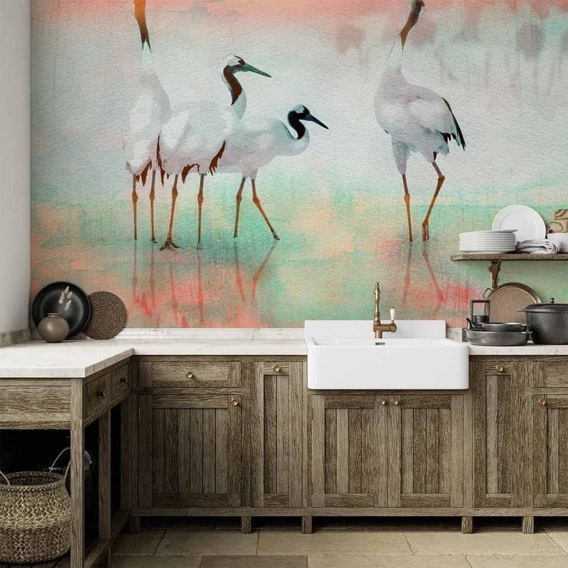 Carta da parati - Cranes in Pastels in Carta da parati Collezione Casa - Trebisacce, commercioVirtuoso.it