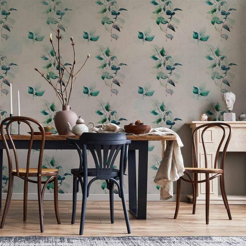 Carta da parati - Mint green nature - solid floral pattern with green leaves in Carta da parati Collezione Casa - Trebisacce, commercioVirtuoso.it