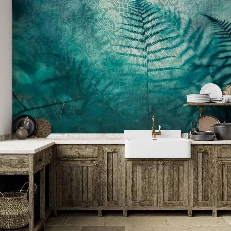 Carta da parati - In a forest retreat - abstract composition with ferns and patterns in Carta da parati Collezione Casa - Trebisacce, commercioVirtuoso.it