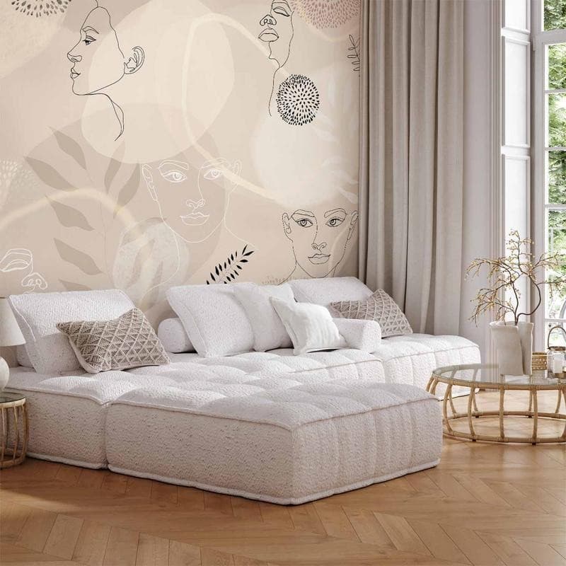 Carta da parati - Beige Line Art in Carta da parati Collezione Casa - Trebisacce, commercioVirtuoso.it
