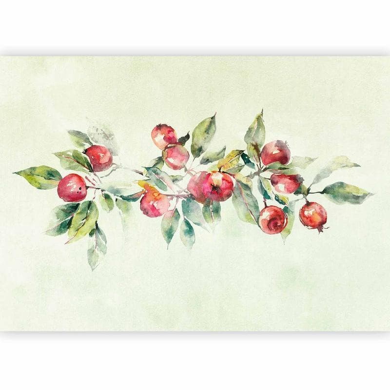 Carta da parati - Apple branch - delicate landscape with a plant and apples on a white background in Carta da parati Collezione Casa - Trebisacce, commercioVirtuoso.it