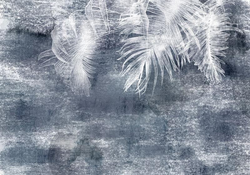 Carta da parati - Abstraction with nature - exotic leaves on a blue background with pattern in Carta da parati Collezione Casa - Trebisacce, commercioVirtuoso.it
