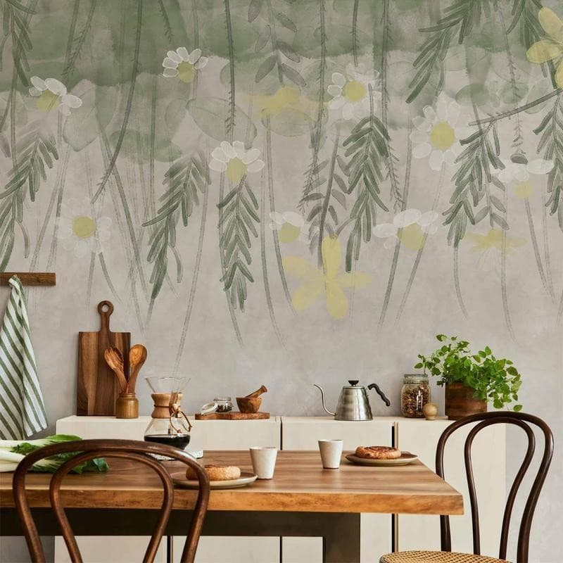 Carta da parati - Home herbarium - subtle floral motif with flowers in watercolour style in Carta da parati Collezione Casa - Trebisacce, commercioVirtuoso.it