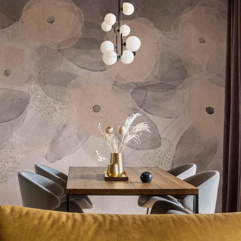 Carta da parati - Minimalist meadow - patterns on a delicate beige textured background in Carta da parati Collezione Casa - Trebisacce, commercioVirtuoso.it