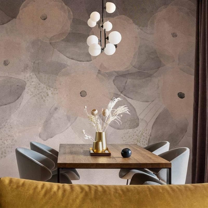 Carta da parati - Minimalist meadow - patterns on a delicate beige textured background in Carta da parati Collezione Casa - Trebisacce, commercioVirtuoso.it