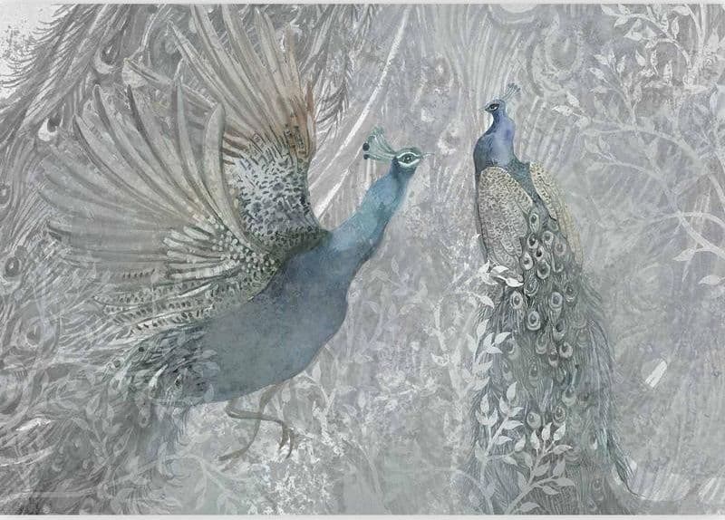 Carta da parati - Peacocks Dancing - Second Variant in Carta da parati Collezione Casa - Trebisacce, commercioVirtuoso.it