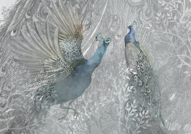 Carta da parati - Peacocks Dancing - Second Variant in Carta da parati Collezione Casa - Trebisacce, commercioVirtuoso.it