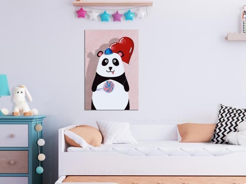 Quadro - Panda with a Balloon (1 Part) Vertical in Poster e stampe Collezione Casa - Trebisacce, commercioVirtuoso.it
