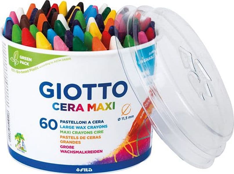 BARATTOLO 60 PASTELLI CERA MAXI 100mm D 11.5mm GIOTTO
