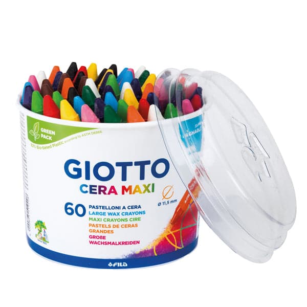 BARATTOLO 60 PASTELLI CERA MAXI 100mm D 11.5mm GIOTTO
