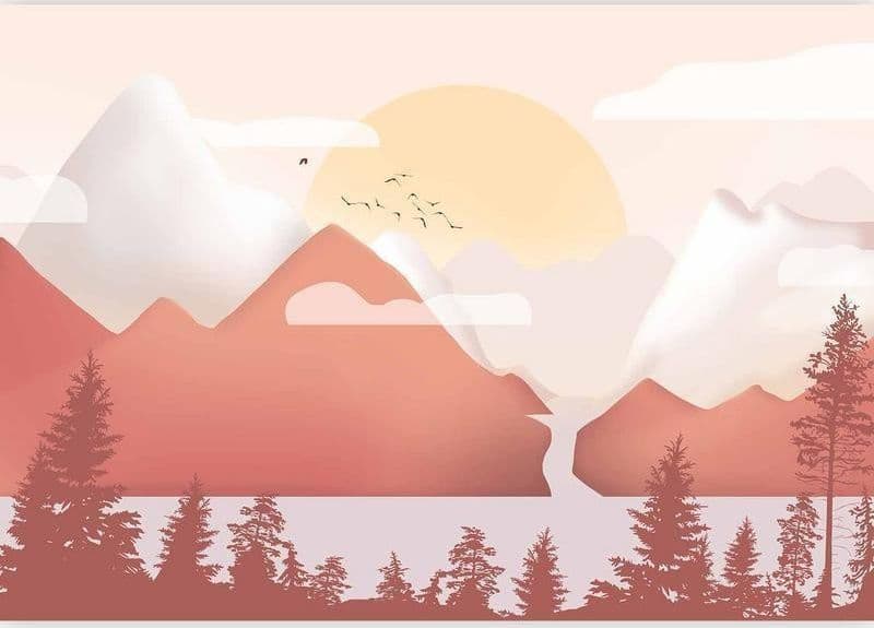Carta da parati - Landscape at Sunset - First Variant in Carta da parati Collezione Casa - Trebisacce, commercioVirtuoso.it