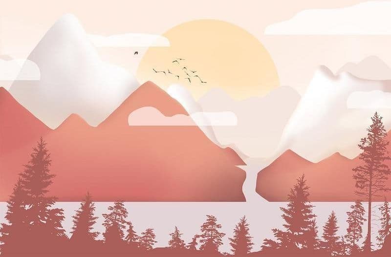 Carta da parati - Landscape at Sunset - First Variant in Carta da parati Collezione Casa - Trebisacce, commercioVirtuoso.it